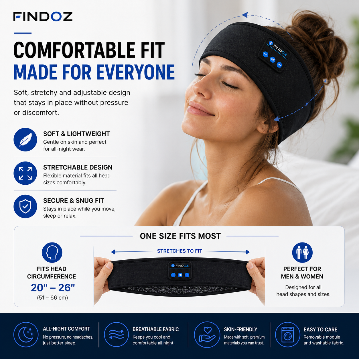 FindOz™ DreamBand Pro – Wireless Bluetooth Sleep Headband
